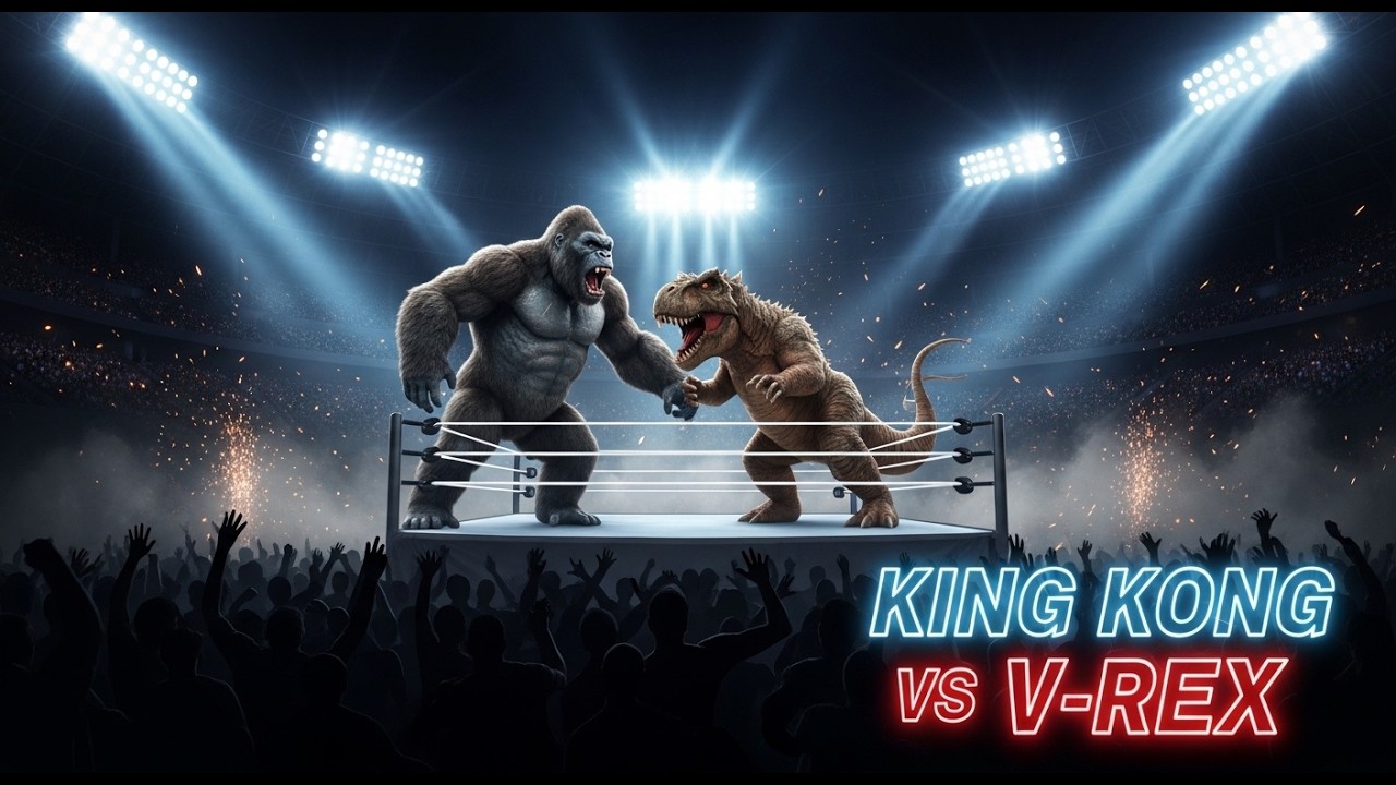 King Kong vs V-Rex | Ultimate Wrestling Ring Showdown #KingKong #VRex #MonsterBattle #EpicFight