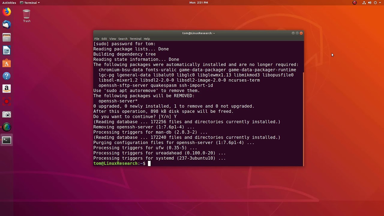 Uninstalling in Linux Using Apt get Remove with purge