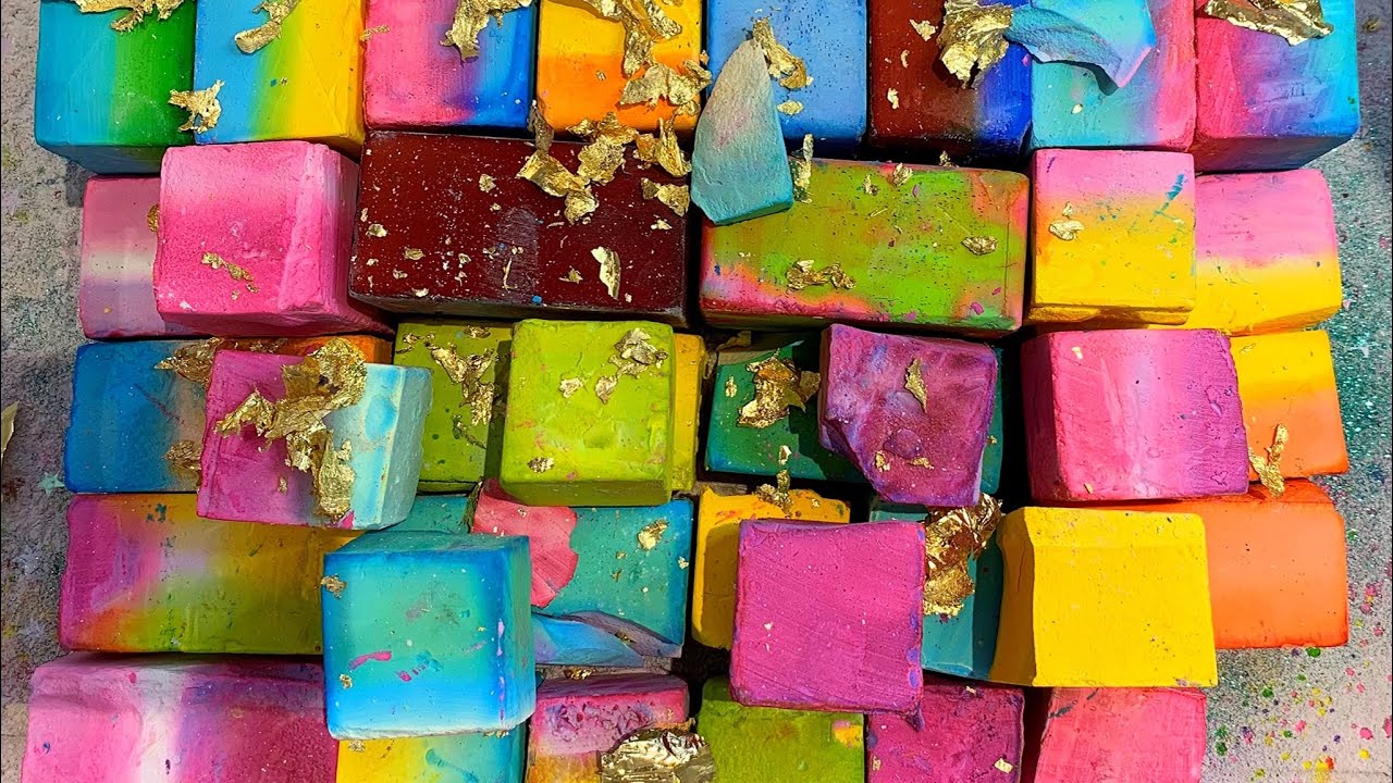 ASMR | 5k celebration crush part 2 🥳| dyed chalk | baby oil | satisfying | crunchy | relaxing |