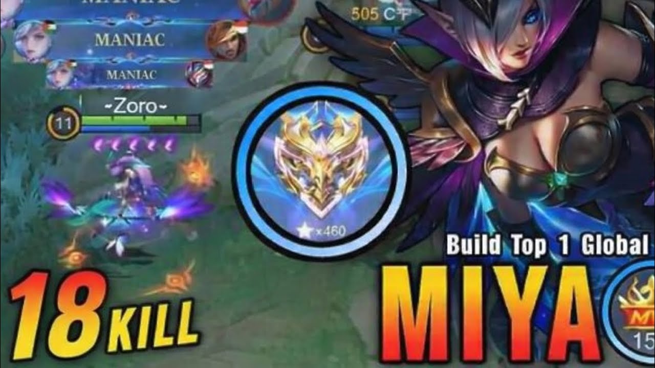 Miya is broken | Maniac ~ 18 kills | Destroying the enemy | Build Top 1 Global 