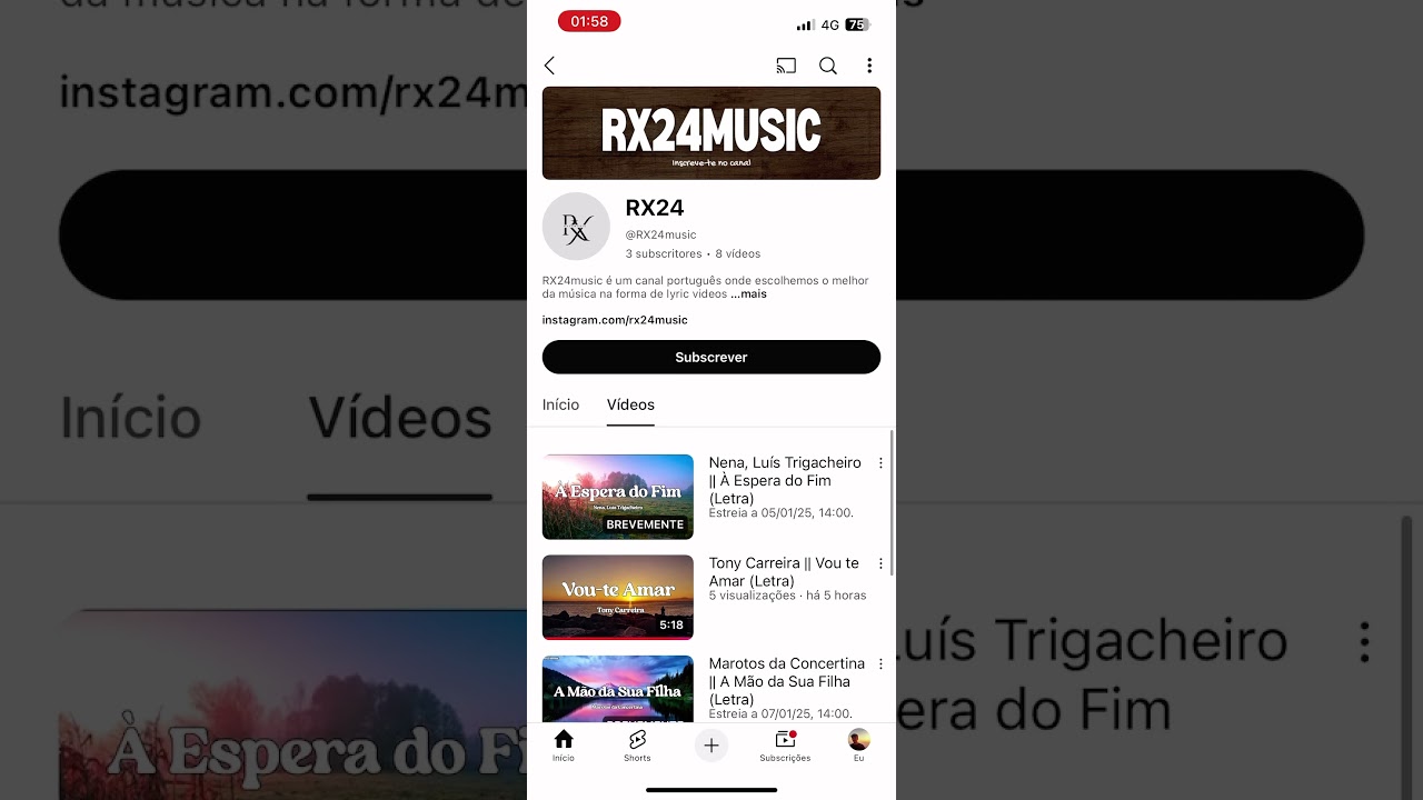 Inscreve-te e ativa o sininho para n&atilde;o perderes nenhum video #letra #music #musica #RX24music
