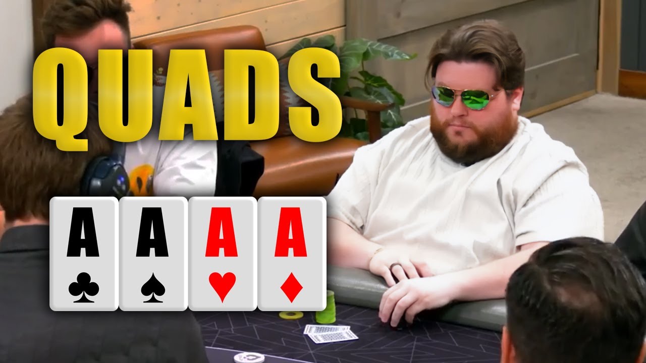 QUADS против FULL HOUSE с карманными тузами