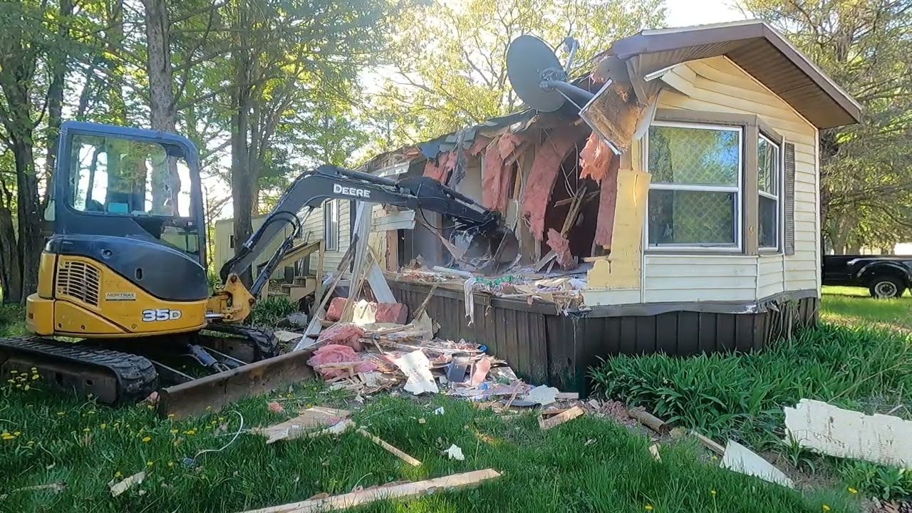 Trailer House Demo With A Mini Excavator