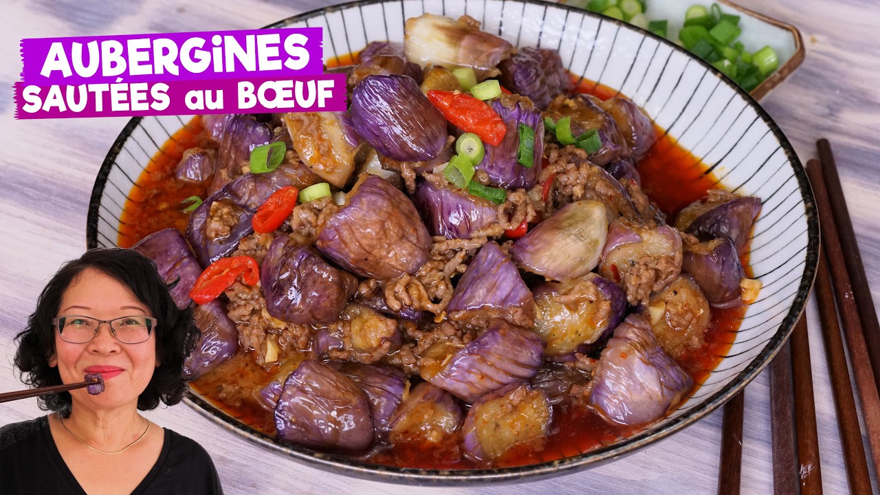 Aubergines sautées au bœuf et à la sauce piquante 🍆🌶️ (ou pas): Technique sans imbiber d’huile