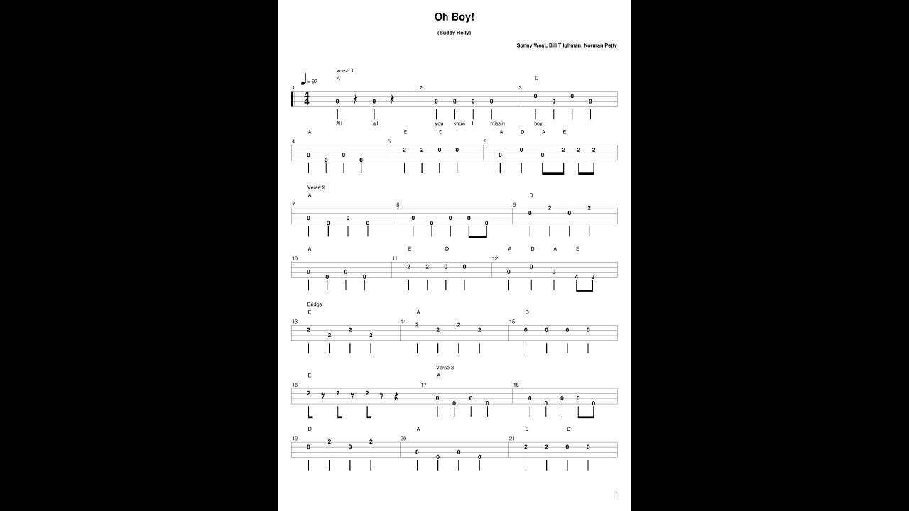 Oh Boy! by Buddy Holly BASS TABS