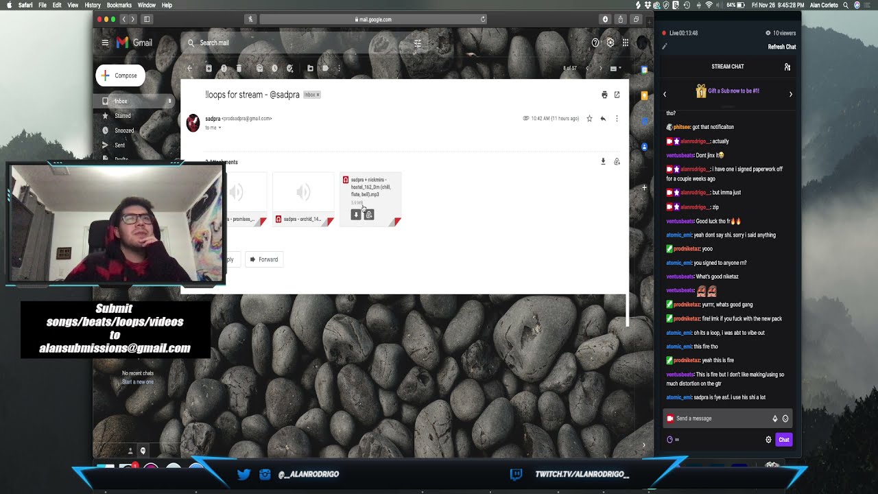 Alan Rodrigo - Twitch Stream 11-26-21 [Critique Stream - Reviewing your songs/beats/loops/etc]