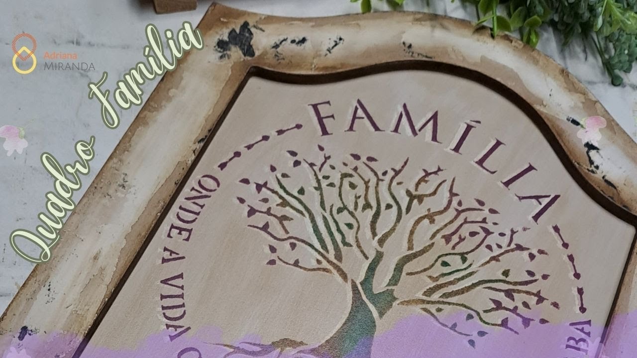 DIY - Quadro Familia com stencil e madeira de demolição