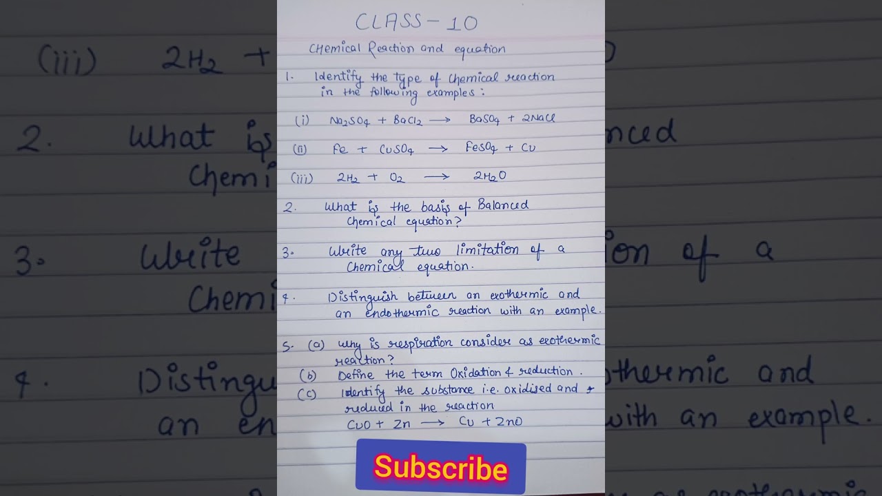 Chemical reaction and equation important question class 10 science  #class10 #boardexam
