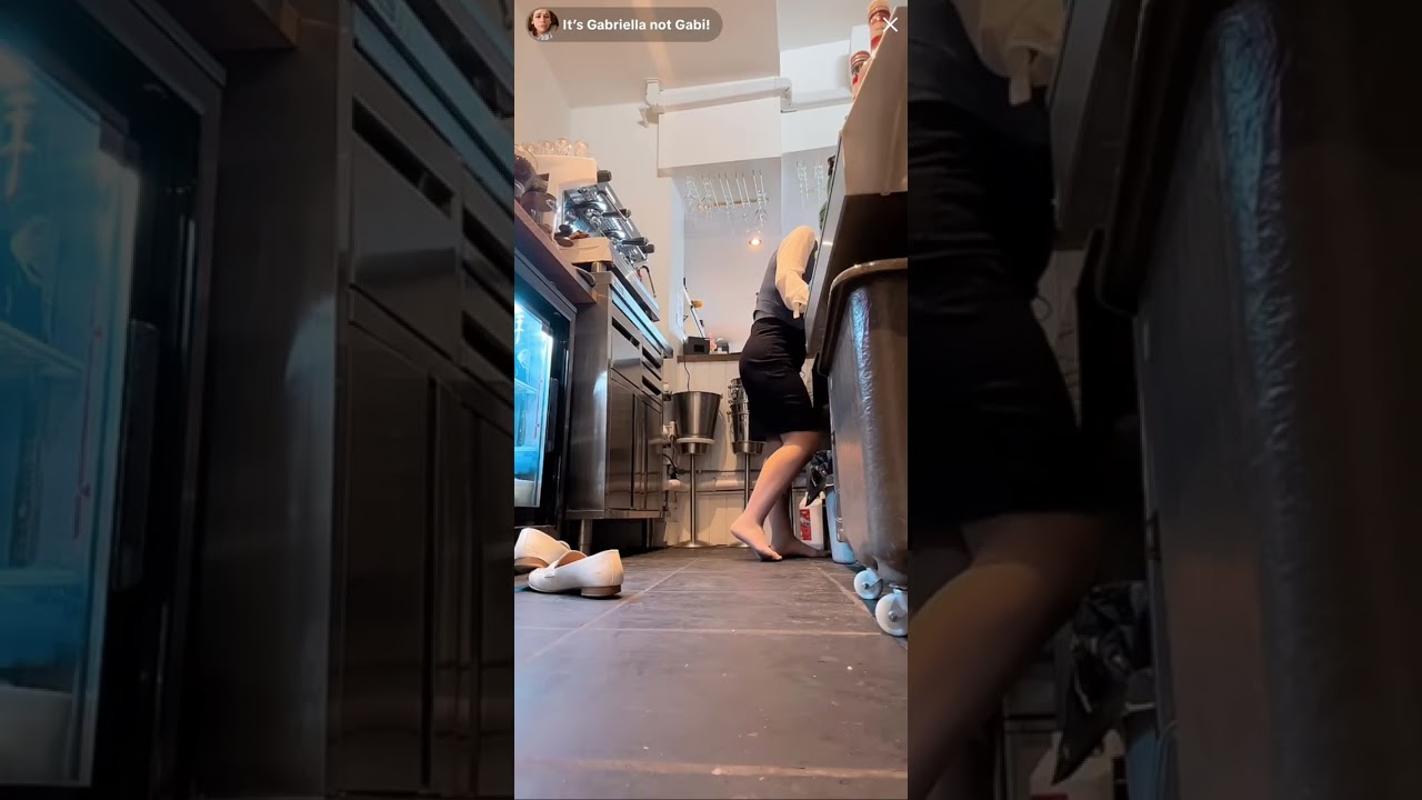 Barefoot work in nylons 