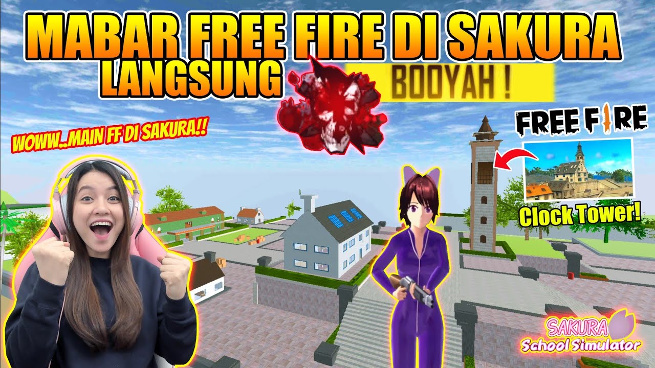 BISA MABAR FREE FIRE DI SAKURA??? LANGSUNG BOOYAH!! BURUAN COBAIN!! SAKURA SCHOOL SIMULATOR-PART 495