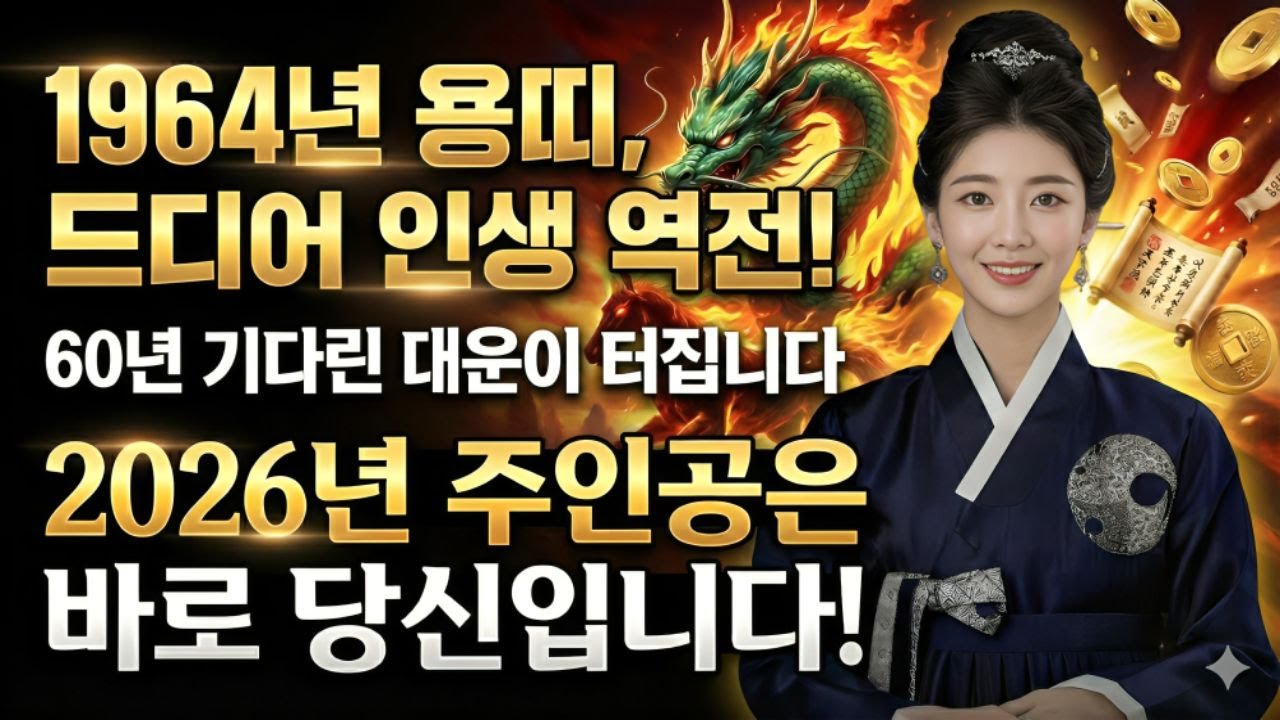 1964년생 용띠, 2026년 재물운 못 잡으면 평생 후회합니다! 60년 만에 찾아온 역대급 황금 재물운 (병오년 신년운세)