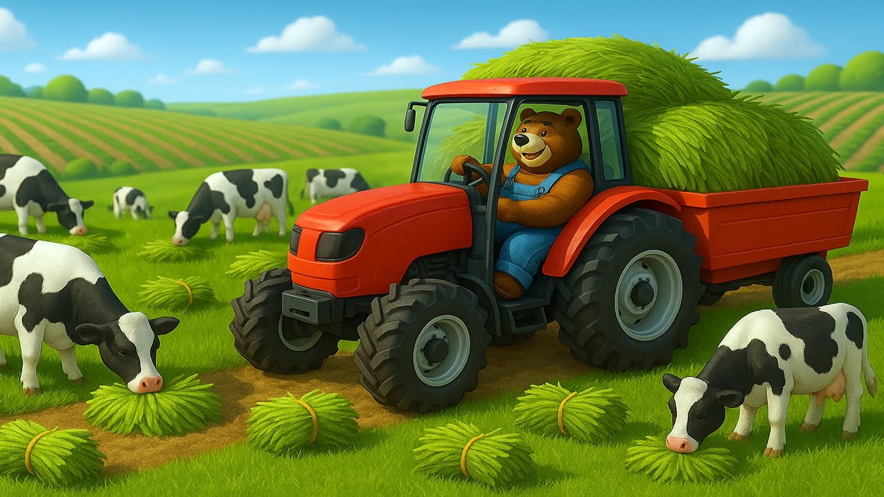 Farm Work: Grass Harvesting Tractor, The Cows Just Can&rsquo;t Stop Eating!