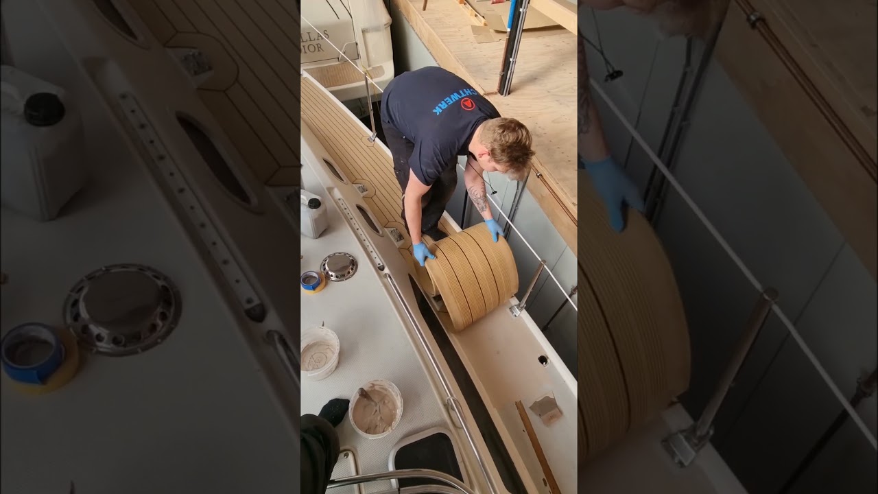 FINISHING NEW SYNTHETIC TEAKDECK!