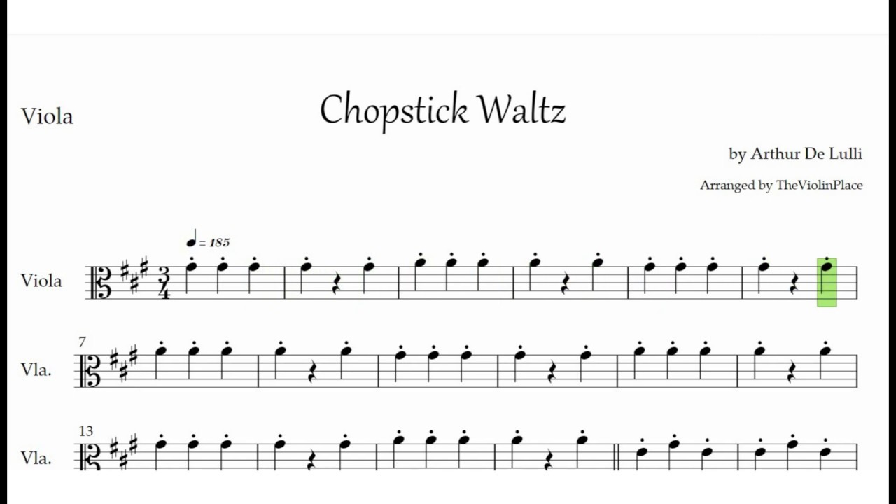 The Chopstick Waltz   String Quartet   Viola Accompaniment