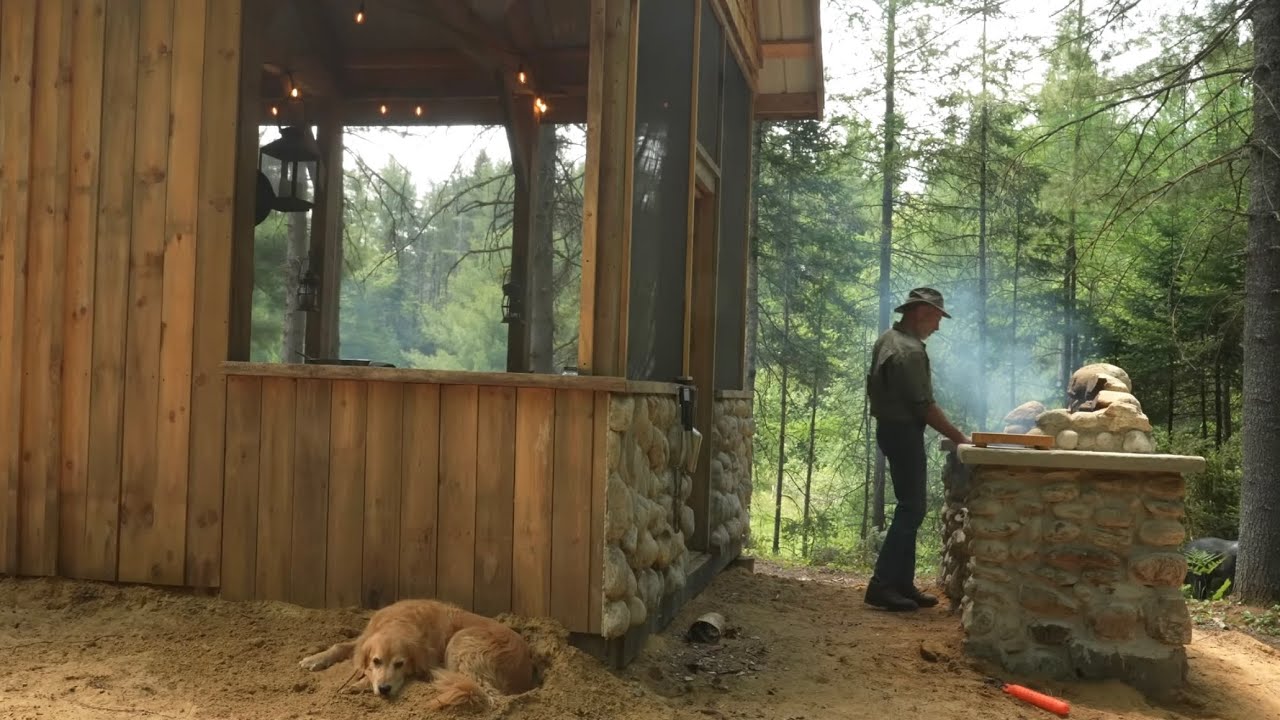 Outdoor Cooking Bear at my Off Grid Log Cabin 