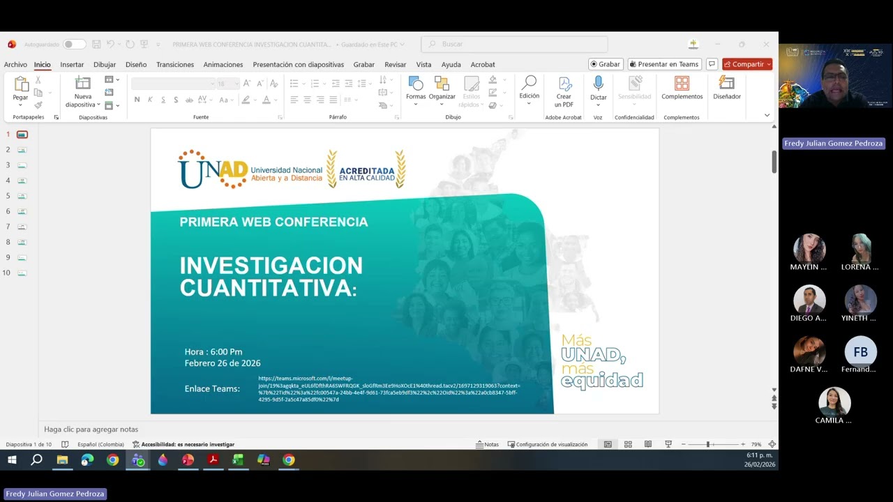 PRIMERA WEB CONFERENCIA INVESTIGACION CUANTITATIVA