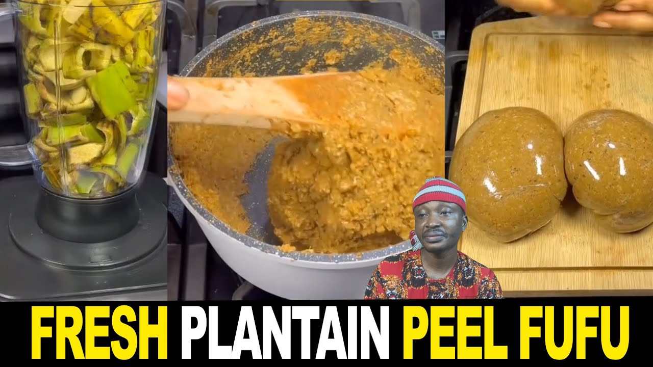 Fresh Plantain Peel Fufu African Woman Perform Magic With Blender