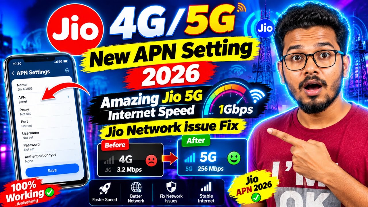 Jio 4G/5G New APN Settings 2026 | Amazing Jio 5G Internet Speed | Fix Jio Network Issues