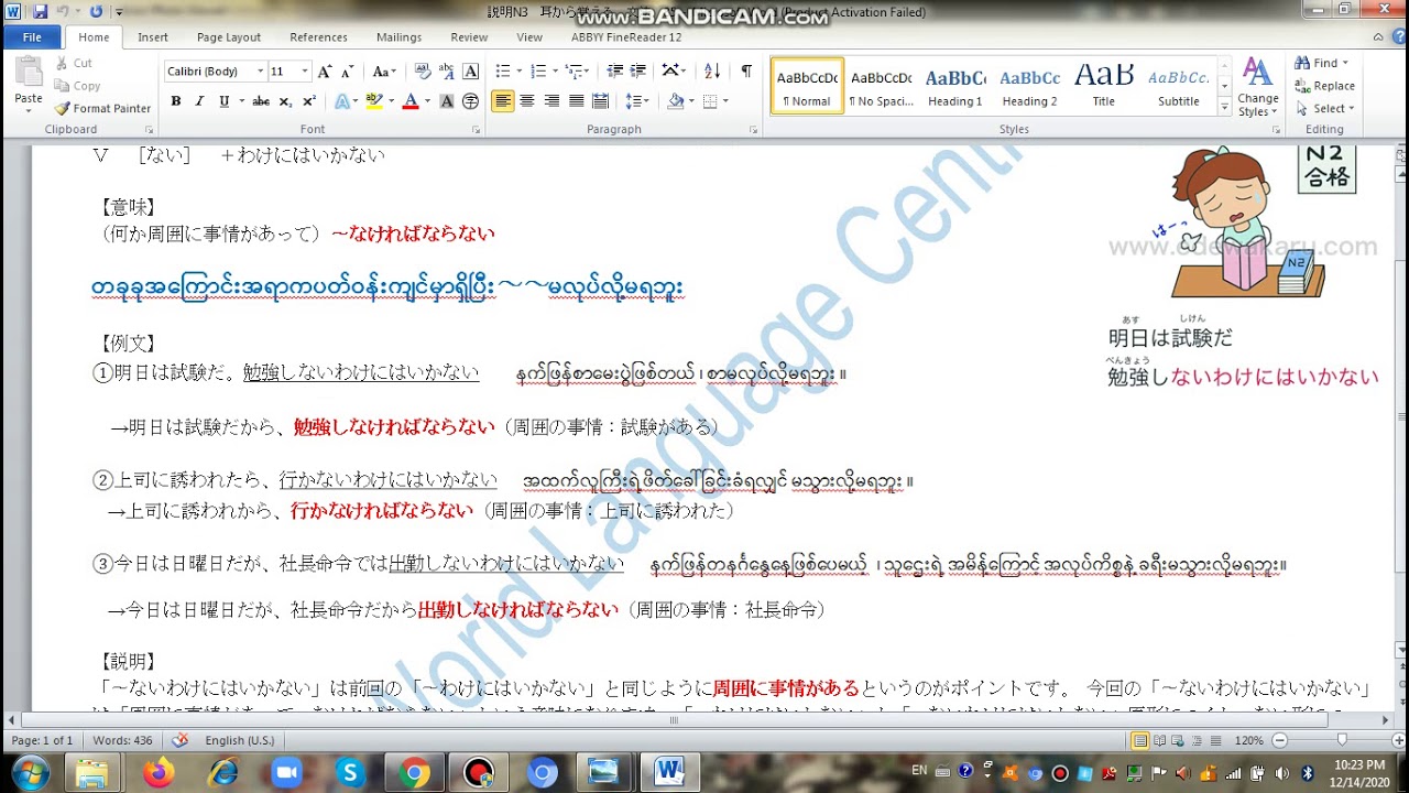 N3 文法　85　～ないわけにはいかない　World Language Centre (Inzali Aung )