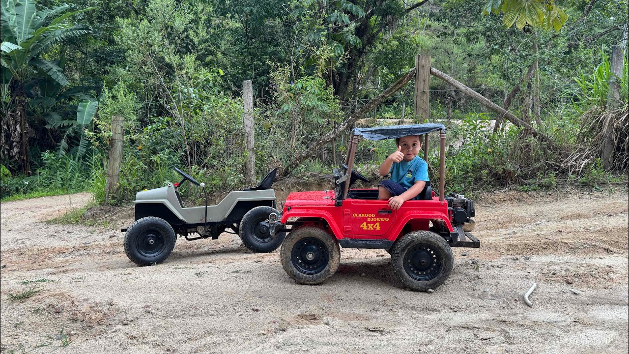 FIZ UM ACELERADOR PARA O NENEM ANDAR SOZINHO NO JIPINHO COM MOTOR DE ROÇADEIRA. Thiago velho 