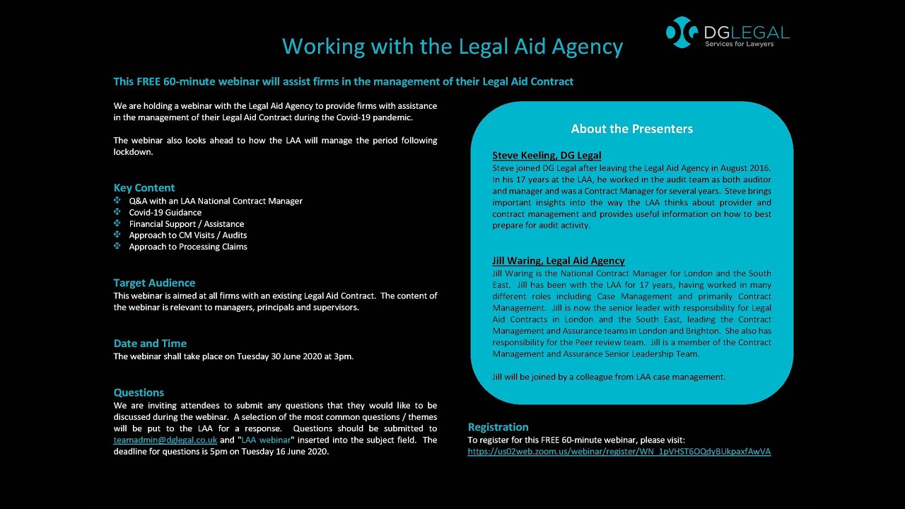 Working with the Legal Aid Agency Webinar