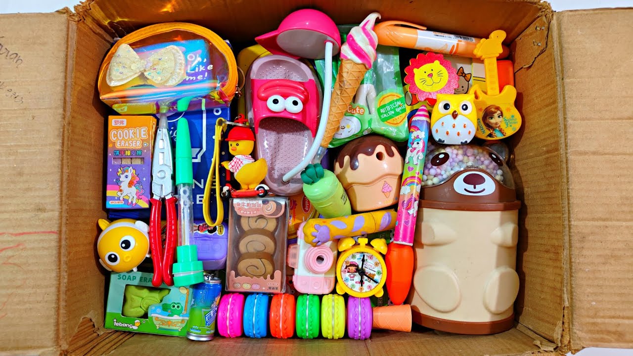 Unboxing Huge Stationery📚, Eraser, Sharpener, Piggy Bank, Key Chain, Pencil Case, 3d Pen, Table Lamp