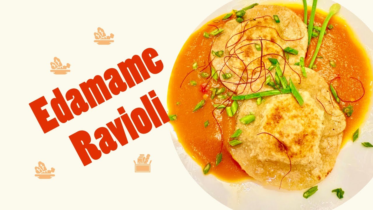 High Protein Edamame Ravioli with Silky Broth