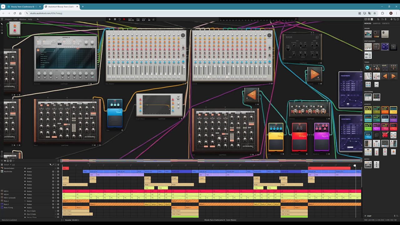 Audiotoolで ドラキュラII 呪いの封印 / Castlevania II 「Bloody Tears」 (カバー) ※ベース修正版