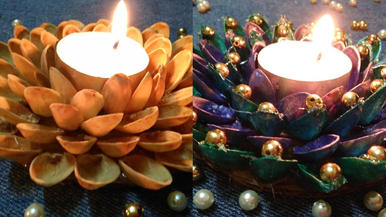 DIY Pista Shell Candle Holder|Best out of waste|Diwali Craft|Useful Creations