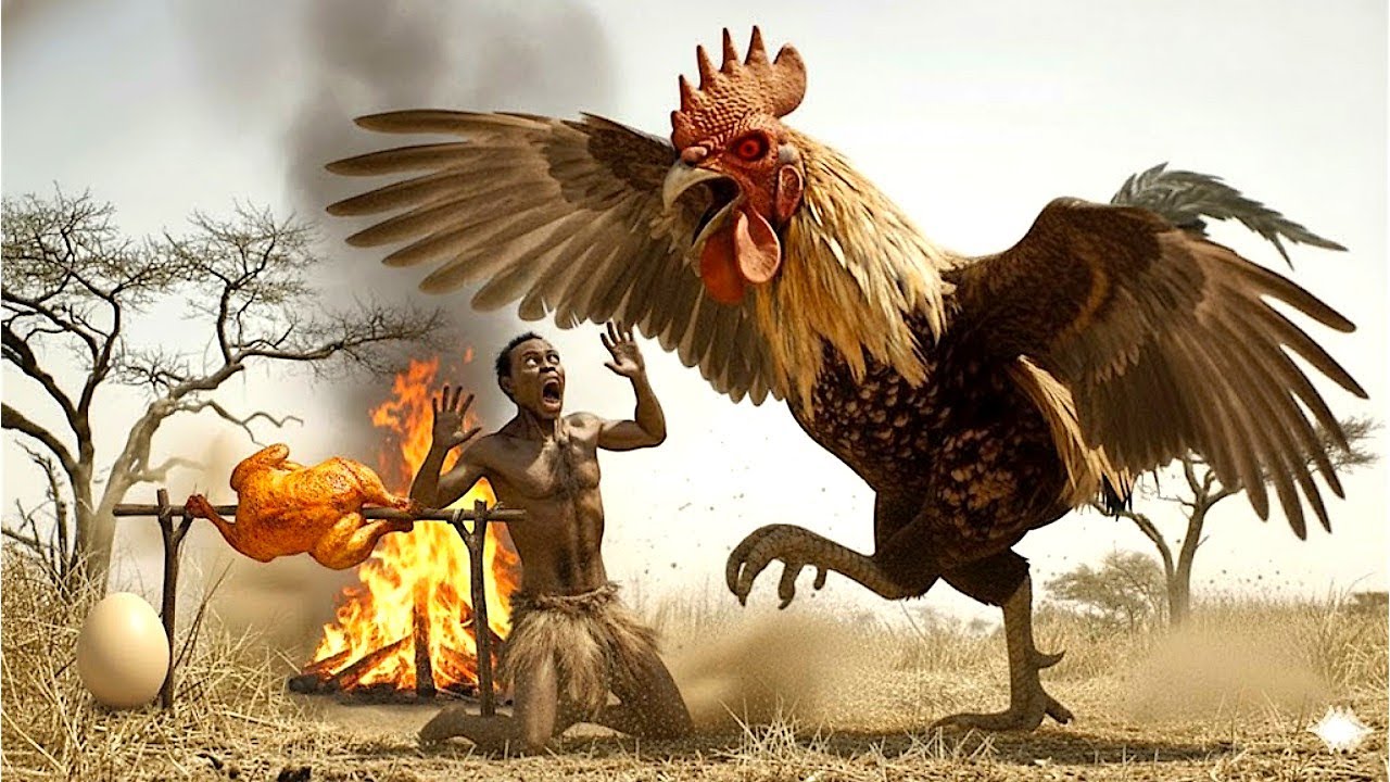 Life millions of years ago | A Homo habilis man clashes with a giant prehistoric chicken