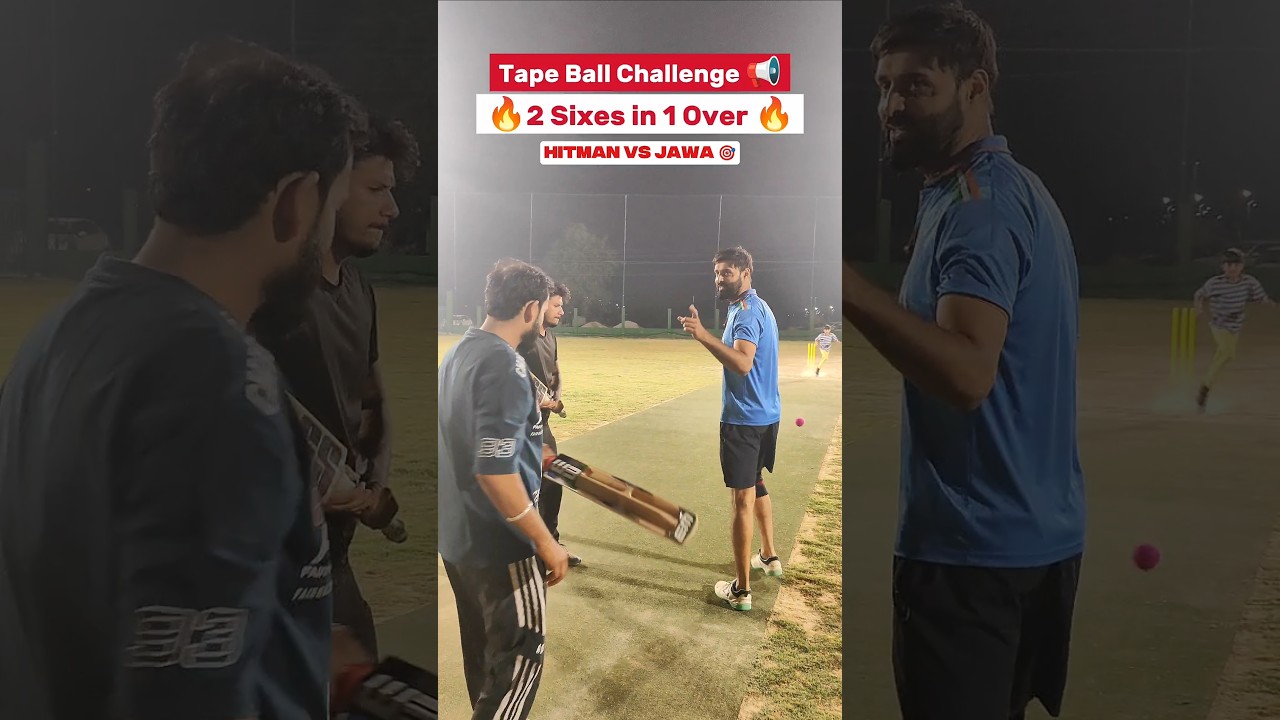 TAPE BALL CHALLENGE, 1vs1, 2 Sixes Challenge in 6 Balls #cricket #cricketshorts #tapeballcricket