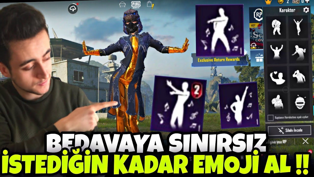 SINIRSIZ EMOJİ NASIL ALINIR ? B&Uuml;T&Uuml;N HEPSİ BEDAVA !! EFSANE EMOJİLER !! PUBG MOBİLE
