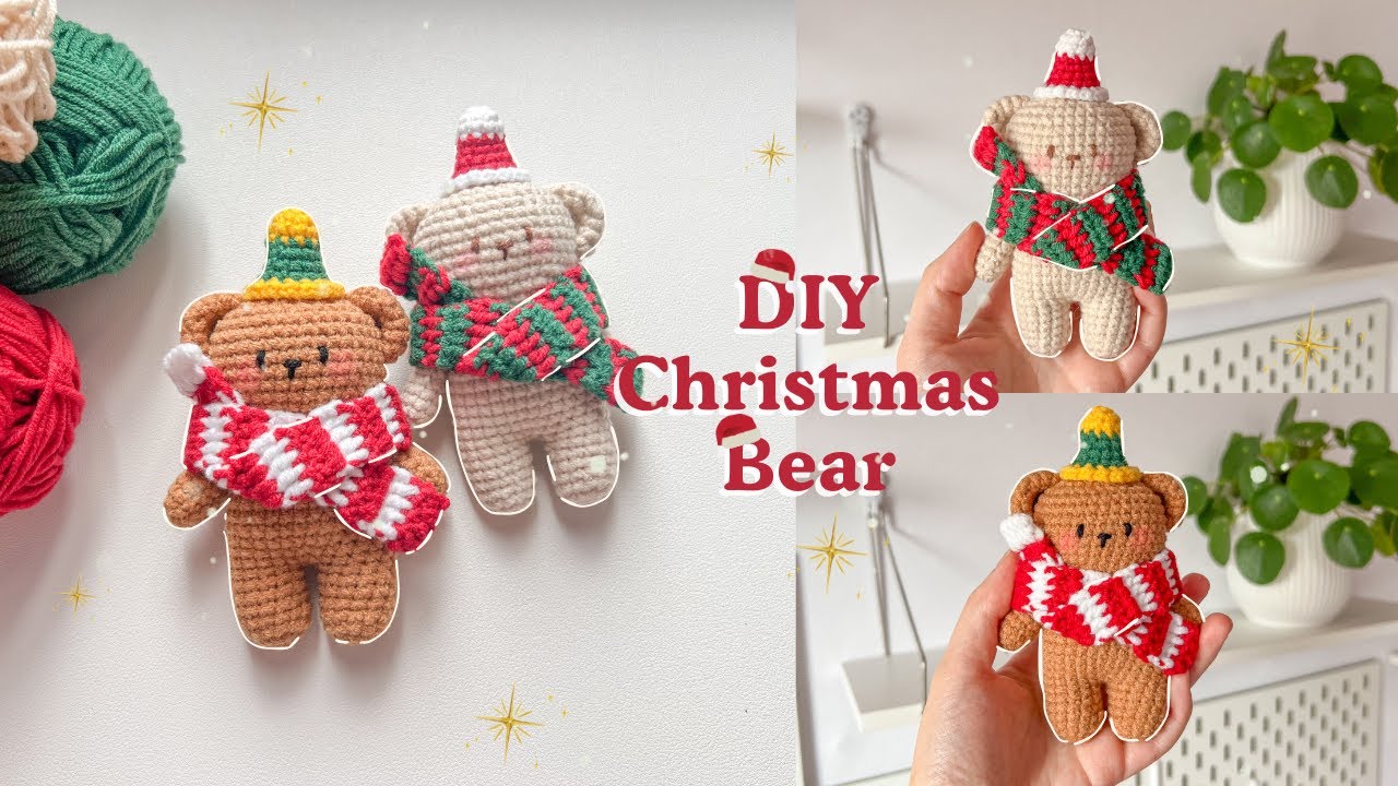 🎄 How to Crochet a Christmas Bear | Easy & Cute Amigurumi Tutorial 🐻