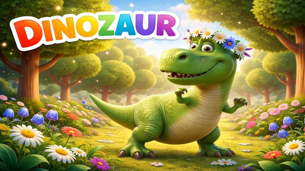 Dzień Dinozaura - Piosenka i bajka 3D o Dinozaurze dla dzieci 🦖(,,Robi wianuszek!