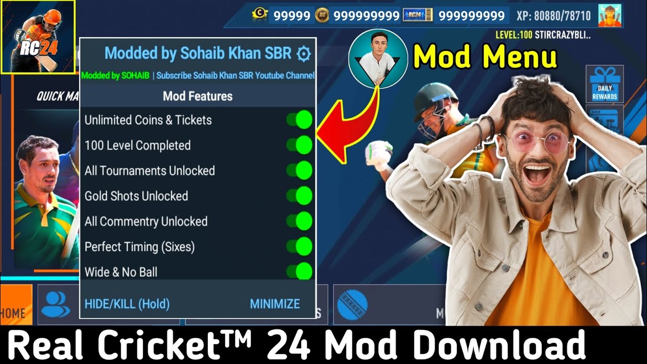Real Cricket&trade; 24 Mod Apk Download | RC 24 Everything Unlocked | RC 24 Unlimited Coins & Tickets