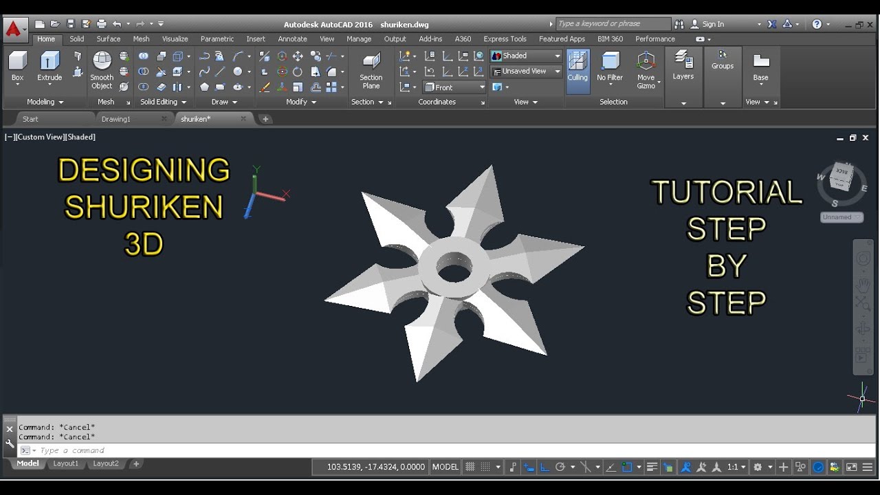 AUTOCAD 3D TUTORIAL ( DRAWING SHURIKEN)