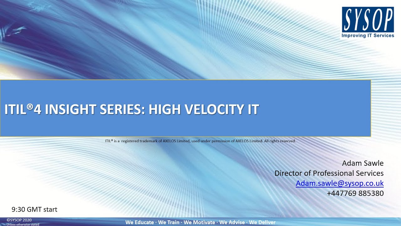 ITIL4 Insight series - High Velocity IT