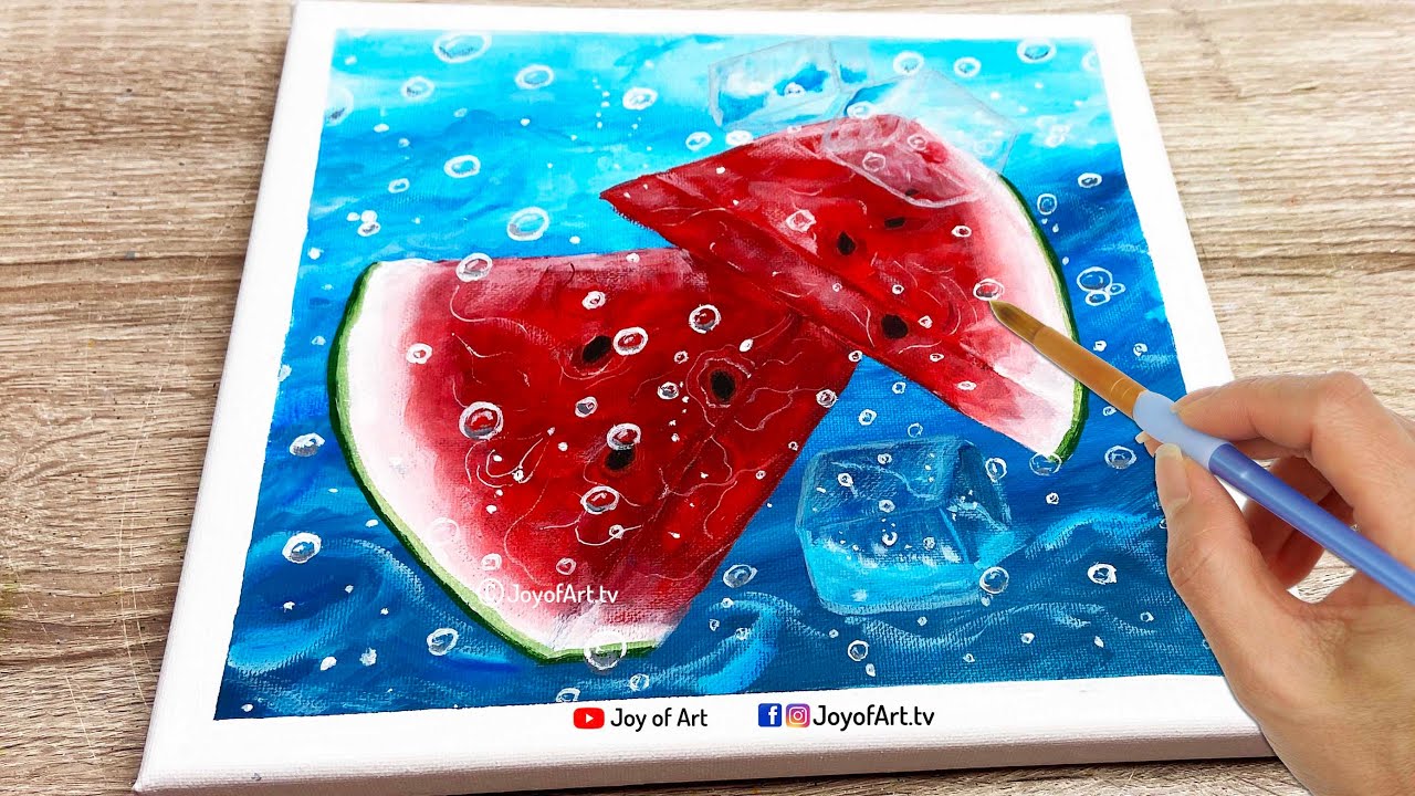 Summer Watermelon Acrylic Painting/Art Painting for Beginners/Step by Step #527