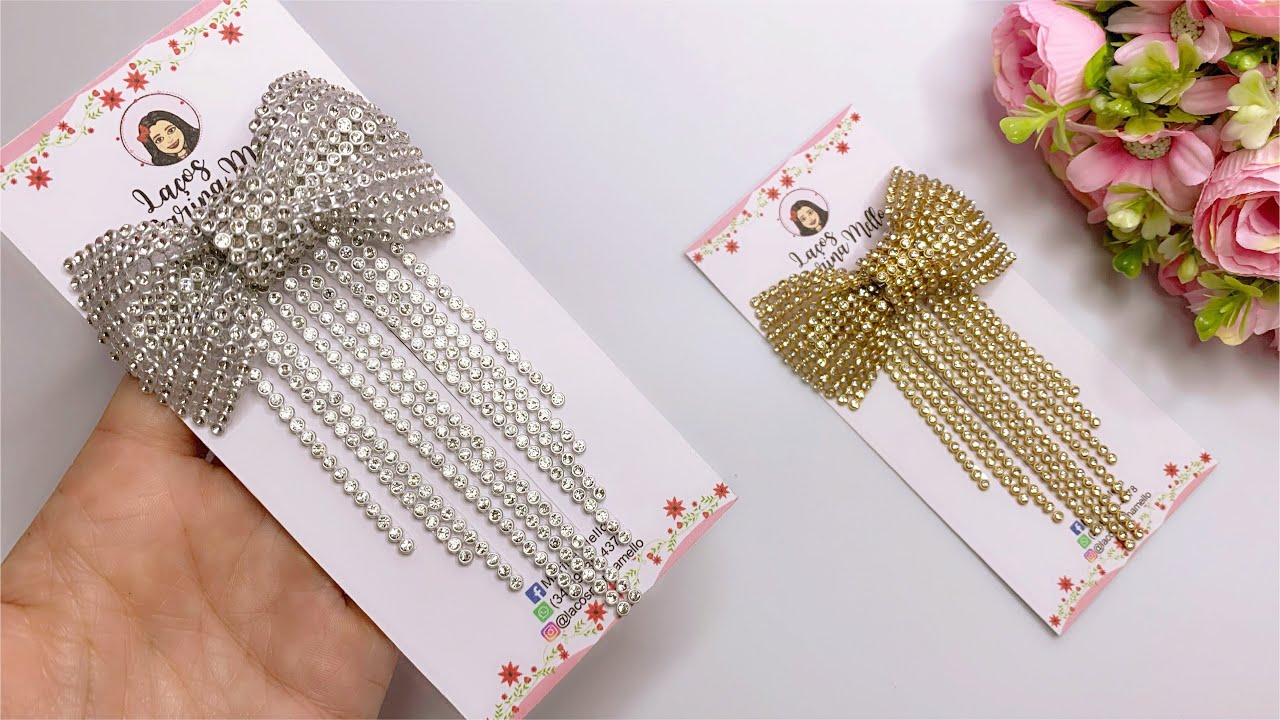 LAÇO FABI COM CASCATA DE STRASS/Muito Fácil de Fazer #tendencias 🎀By Marina Mello