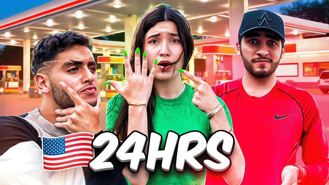 Comiendo en GASOLINERAS de un solo COLOR por 24H!🇺🇸 SORPRENDETE Bu-cees en USA 