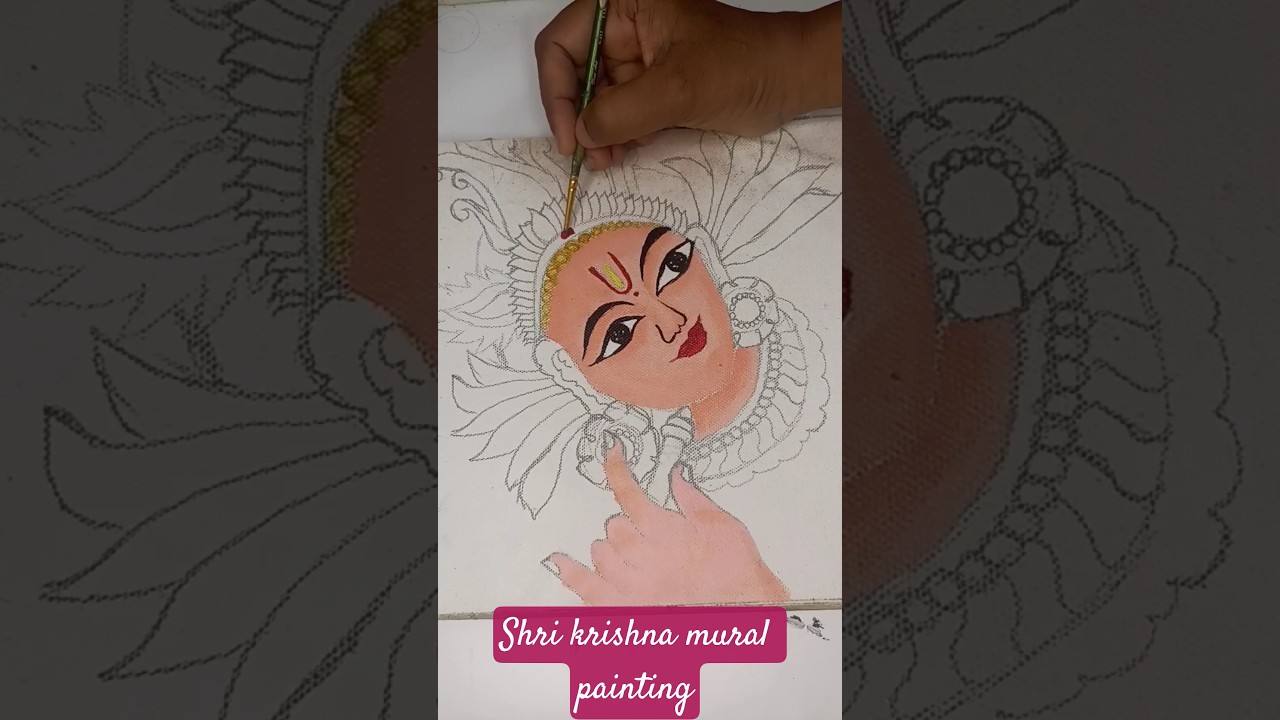 simple shri krishna mural  painting tutorial #krishnabhajan #krishna