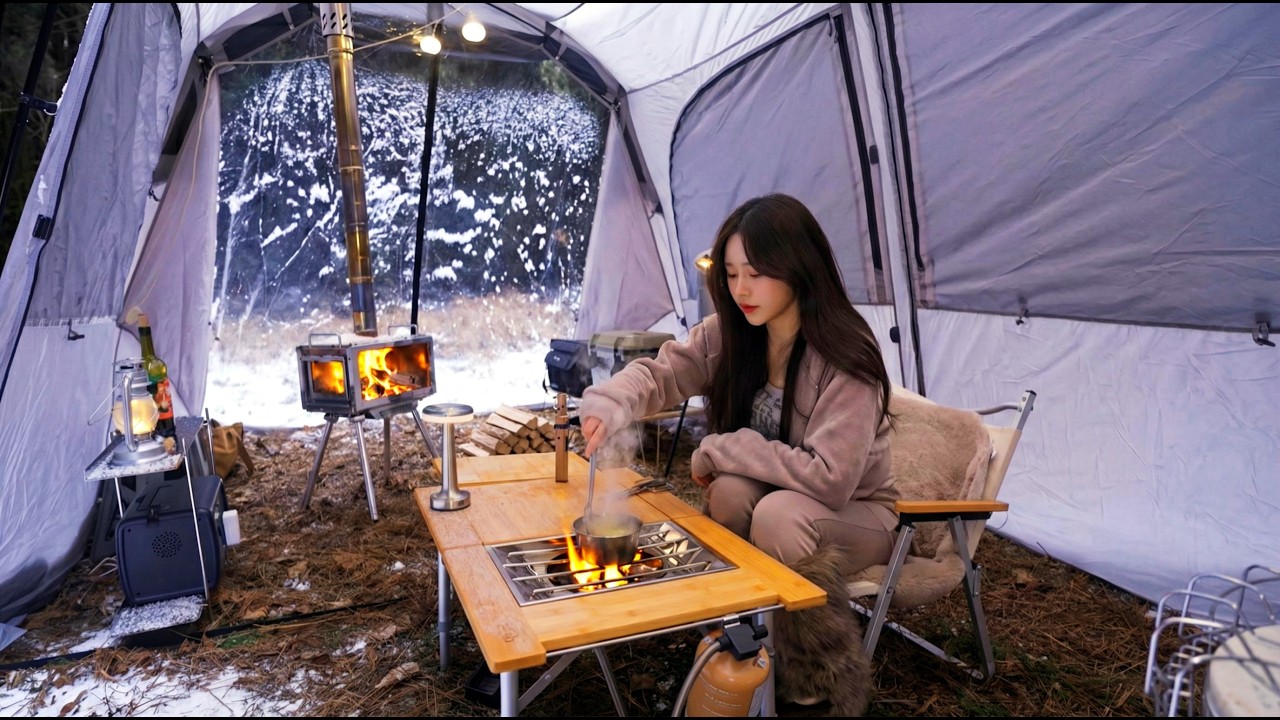 ❄️ Solo Camping With My Dog in a Snowstorm_ No Talk