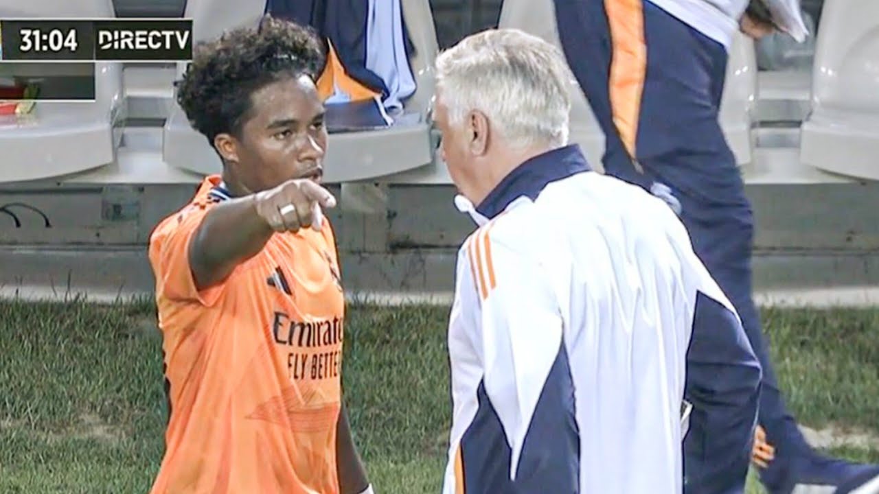 Endrick discuss tactics with Real Madrid Coach Ancelotti!!🗣️👀🇧🇷