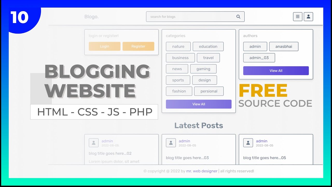 Complete Responsive Bloggin Website Design Using HTML - CSS - JS - PHP PDO - Post Likes And Comments