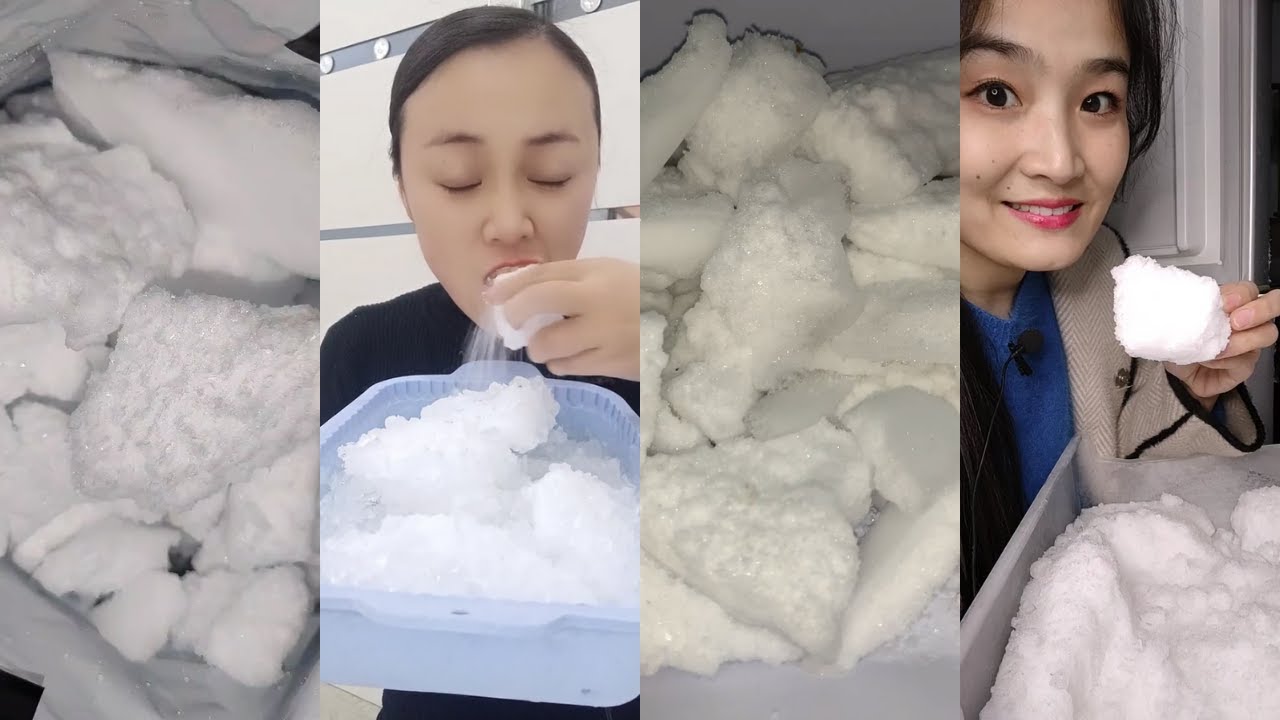 ASMR FREEZER FROST DRY CRUNCH HARD REFROZEN ICE EATING❄️ Buz yemek | makan es | кушает лёд |