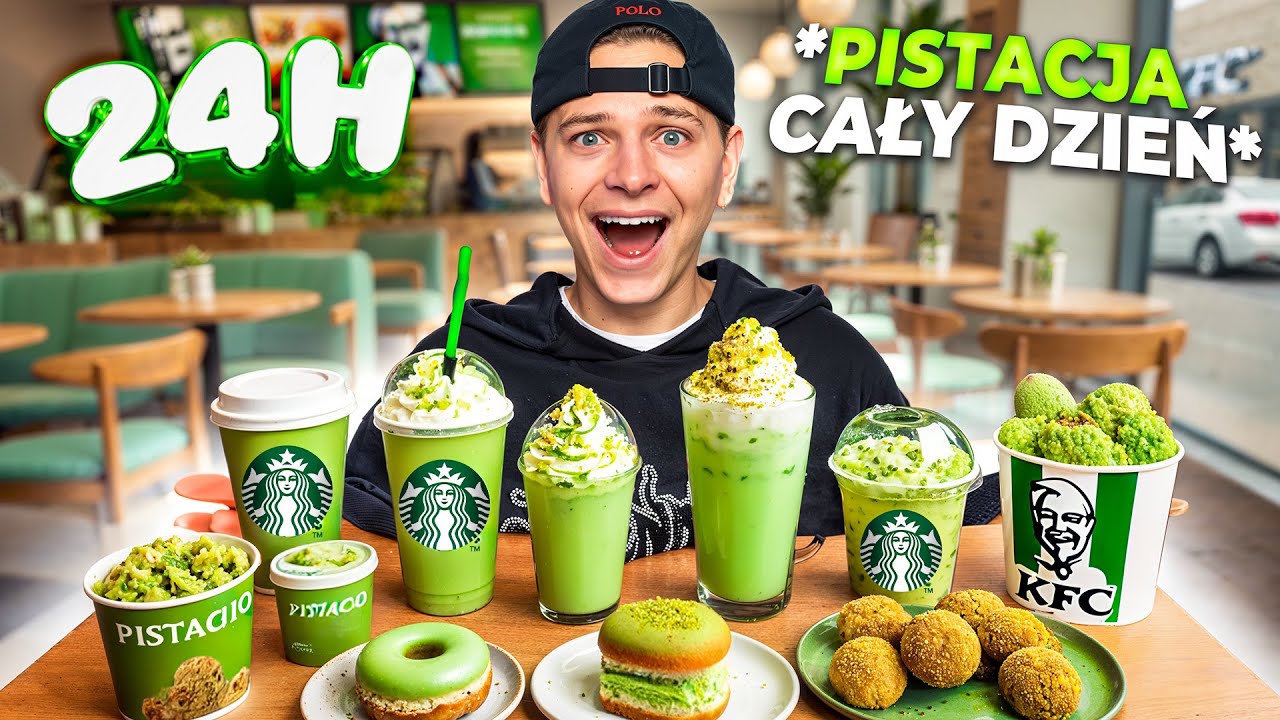 CAŁY DZIEŃ JEM TYLKO JEDZENIE O SMAKU PISTACJOWYM 😱 *24h challenge* | Dominik Rupiński