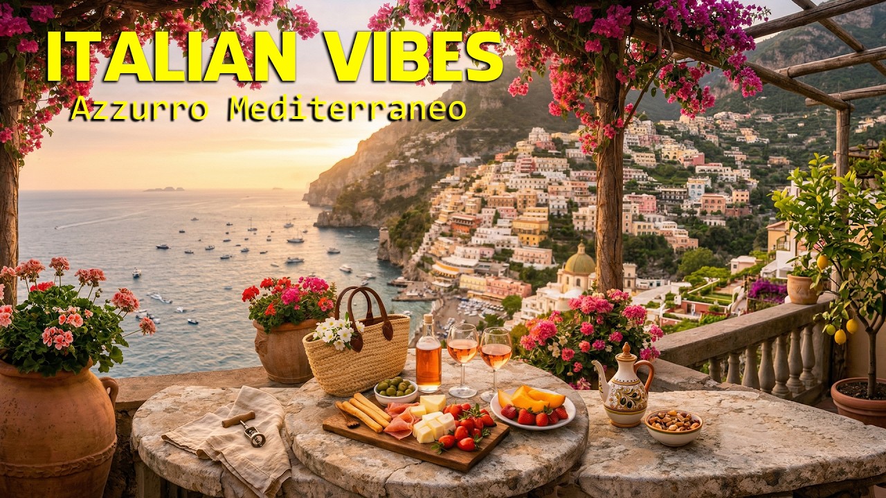 🎶 Italian Vibes & Mediterranean Music 🎶 1+ Hours Scenic Amalfi Coast & Lake Como Dreamy 4K