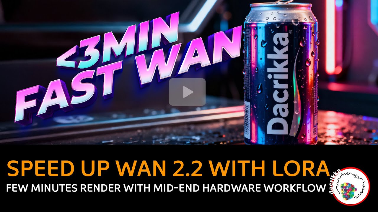 WAN 2.2: технология LORA для молниеносного рендеринга (сокращение времени рендеринга на 80%)