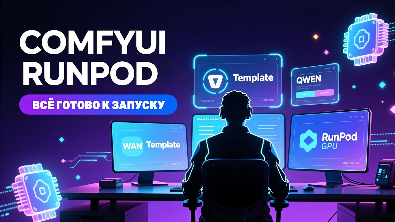ComfyUI на RunPod: Template Wan 2.2 & Qwen в один клик! Быстрая аренда видеокарт 5090/4090/3090 + WF