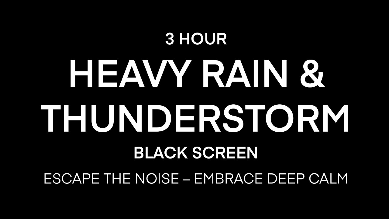 Heavy Rain & Thunder Sounds for Sleeping | BLACK SCREEN | No Ads, Fall Asleep Fast
